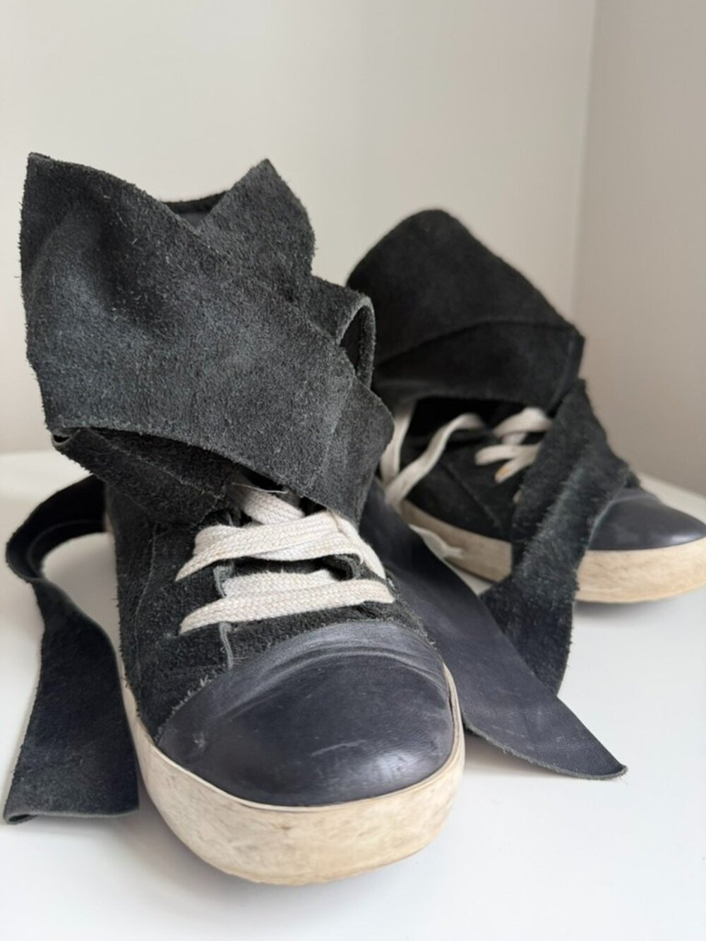 Cinzia Araia Black Suede Wrap High Top Sneakers Made in Italy Women's EU 37.5 /